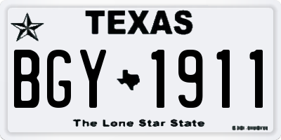 TX license plate BGY1911