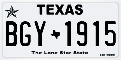 TX license plate BGY1915