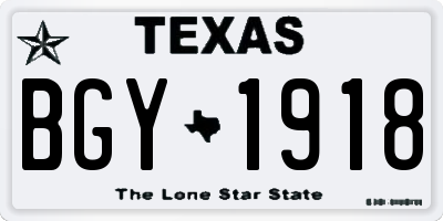 TX license plate BGY1918