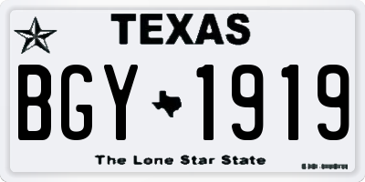 TX license plate BGY1919