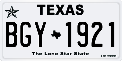 TX license plate BGY1921