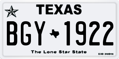 TX license plate BGY1922