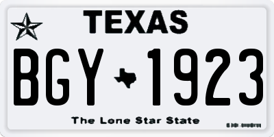 TX license plate BGY1923