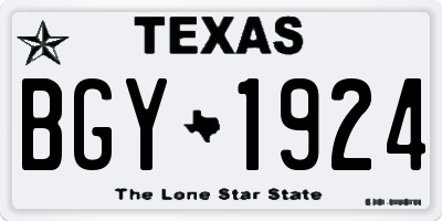TX license plate BGY1924