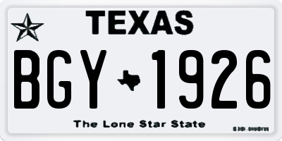 TX license plate BGY1926