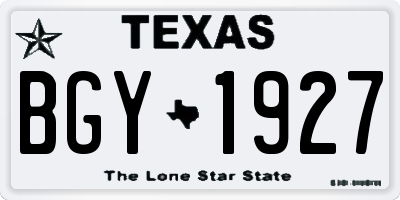 TX license plate BGY1927
