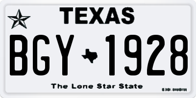 TX license plate BGY1928
