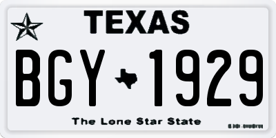 TX license plate BGY1929