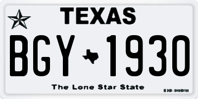 TX license plate BGY1930