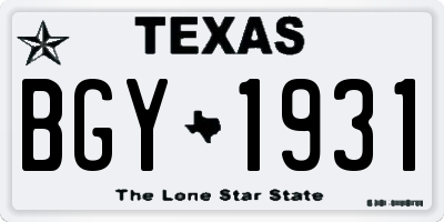 TX license plate BGY1931