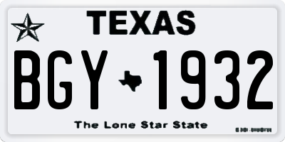 TX license plate BGY1932