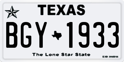 TX license plate BGY1933