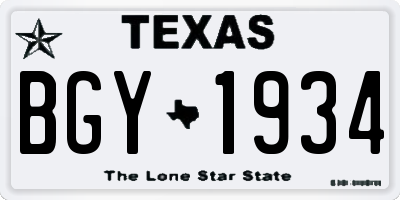 TX license plate BGY1934