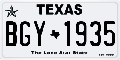 TX license plate BGY1935