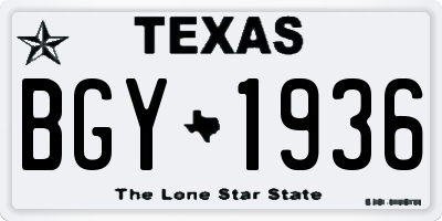 TX license plate BGY1936