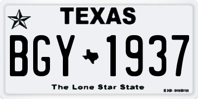 TX license plate BGY1937