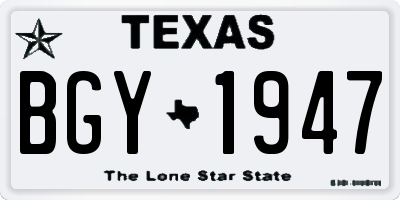 TX license plate BGY1947