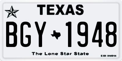 TX license plate BGY1948