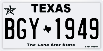 TX license plate BGY1949