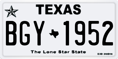 TX license plate BGY1952