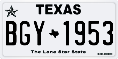TX license plate BGY1953