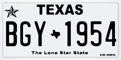 TX license plate BGY1954