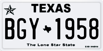 TX license plate BGY1958