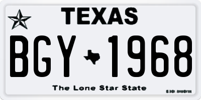 TX license plate BGY1968