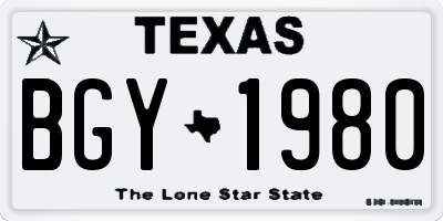 TX license plate BGY1980