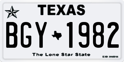 TX license plate BGY1982