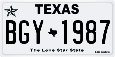 TX license plate BGY1987