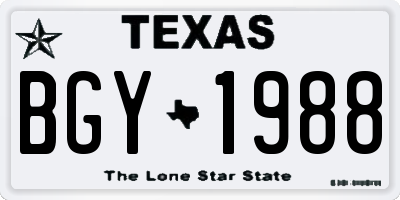 TX license plate BGY1988