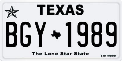 TX license plate BGY1989
