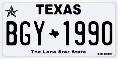 TX license plate BGY1990