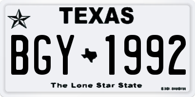 TX license plate BGY1992