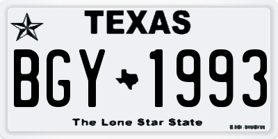 TX license plate BGY1993