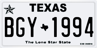 TX license plate BGY1994