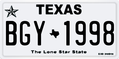 TX license plate BGY1998