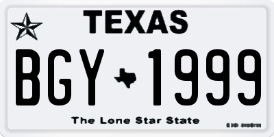 TX license plate BGY1999