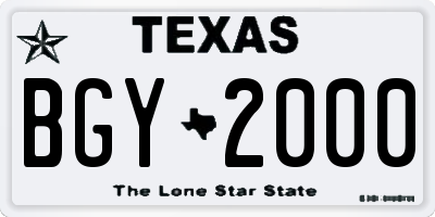 TX license plate BGY2000