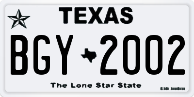 TX license plate BGY2002