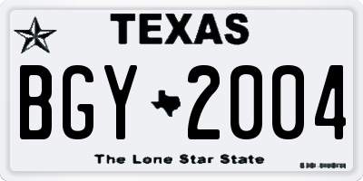 TX license plate BGY2004