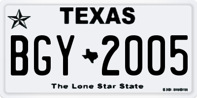TX license plate BGY2005
