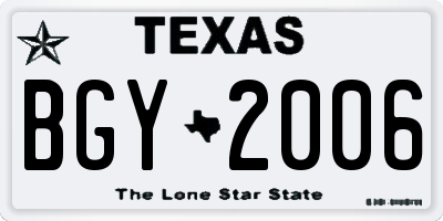 TX license plate BGY2006