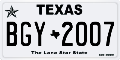 TX license plate BGY2007