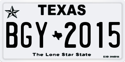 TX license plate BGY2015