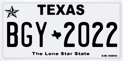 TX license plate BGY2022