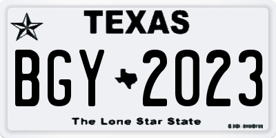 TX license plate BGY2023