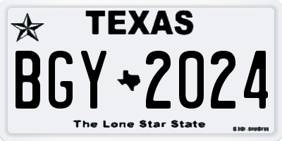 TX license plate BGY2024