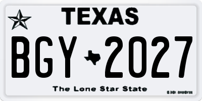 TX license plate BGY2027
